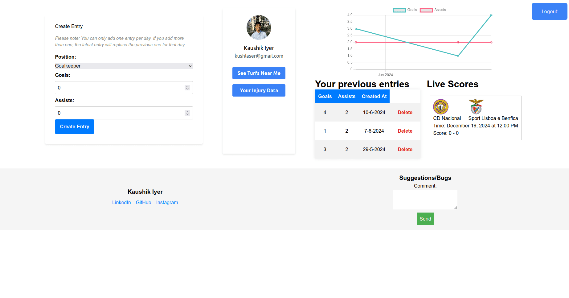 Soccer Drop In Statistics Logger